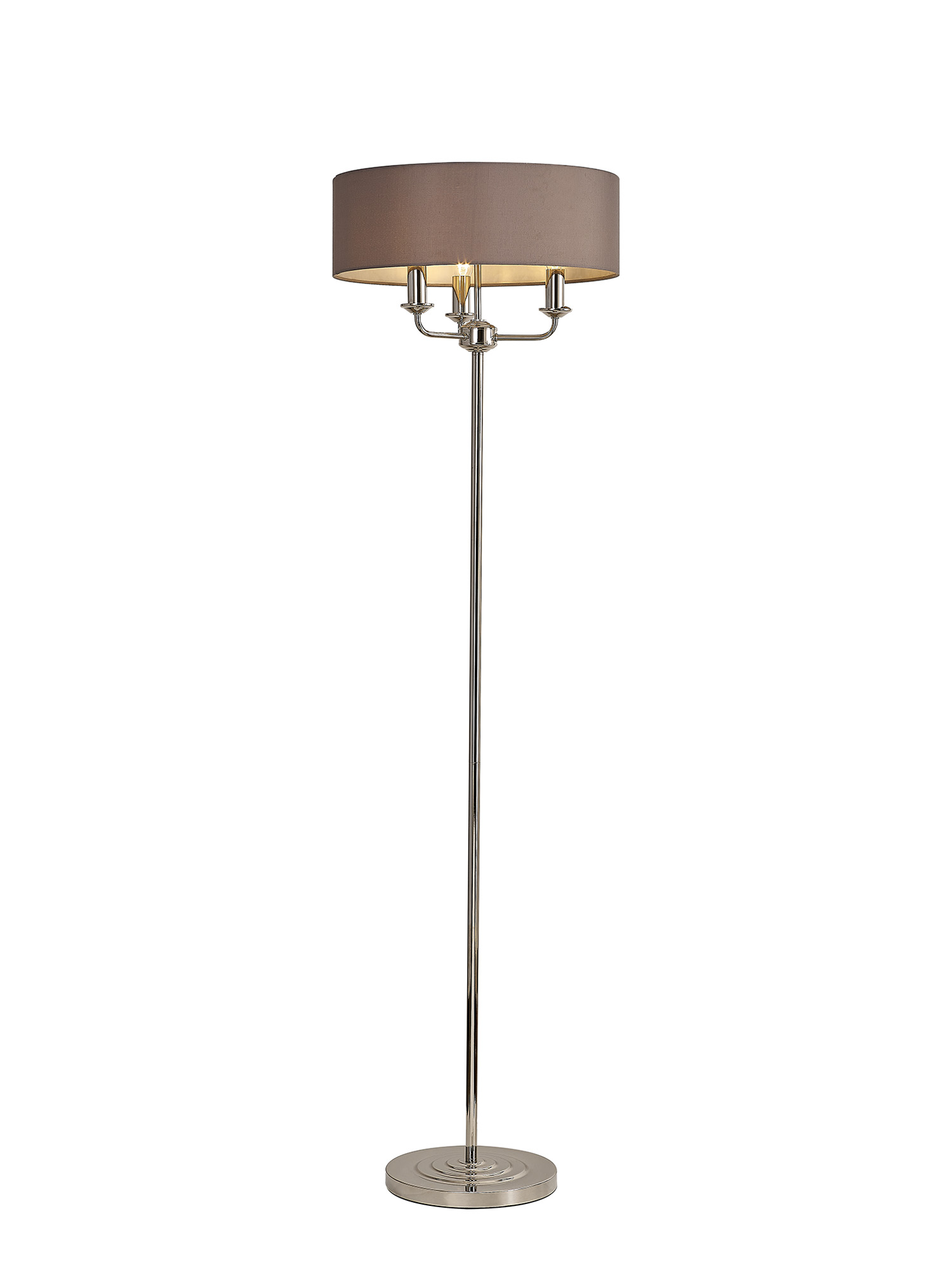 DK0882  Banyan 45cm 3 Light Floor Lamp Polished Nickel; Grey